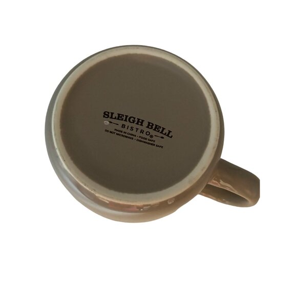 Sleigh Bell Bistro Noel Coffee Mug Coffee Tea Hot Choclate Ceramic Taupe Gray 12 - Picture 4 of 6